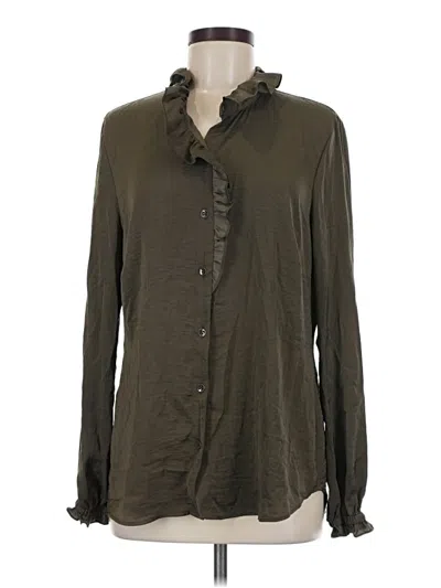 Pre-owned Cabi Long Sleeve Blouse In Green