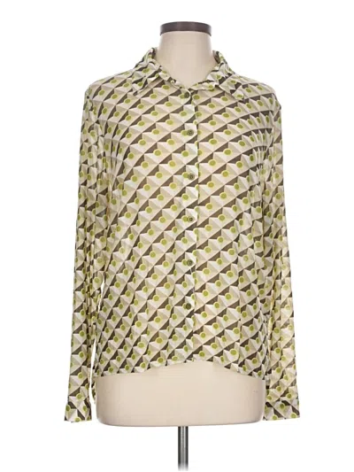 Pre-owned Cabi Long Sleeve Blouse In Green
