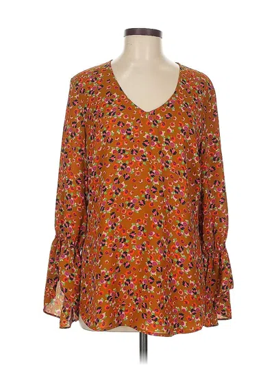 Pre-owned Cabi Long Sleeve Blouse In Orange