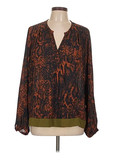 Pre-owned Cabi Long Sleeve Blouse In Orange