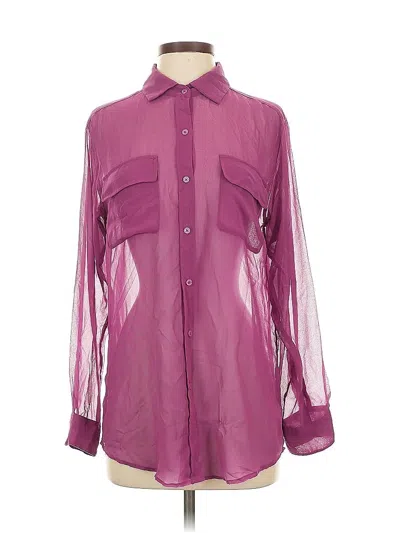Pre-owned Cabi Long Sleeve Blouse In Purple