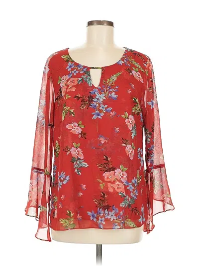 Pre-owned Cabi Long Sleeve Blouse In Red