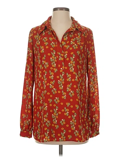 Pre-owned Cabi Long Sleeve Blouse In Red
