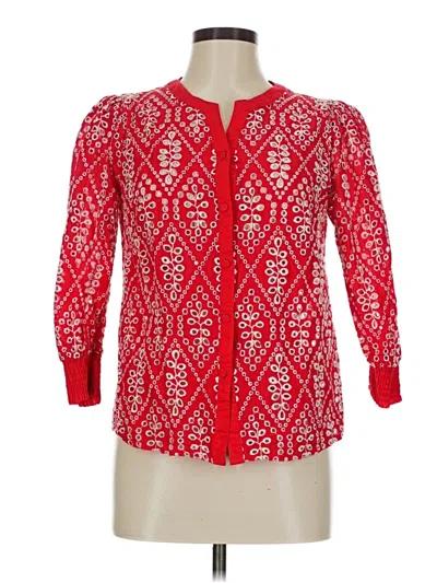 Pre-owned Cabi Long Sleeve Blouse In Red