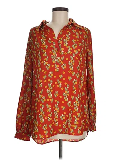 Pre-owned Cabi Long Sleeve Blouse In Red