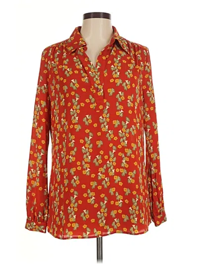 Pre-owned Cabi Long Sleeve Blouse In Red