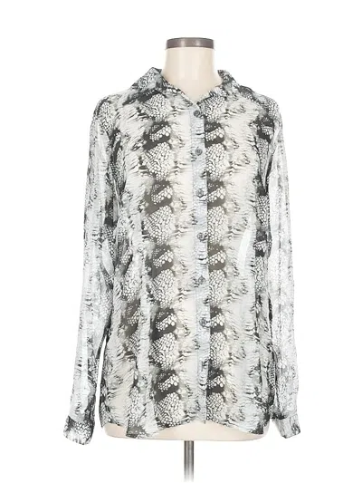 Pre-owned Cabi Long Sleeve Blouse In Silver