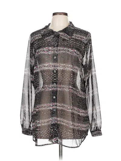 Pre-owned Cabi Long Sleeve Blouse In Silver