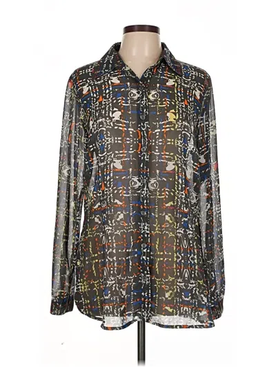 Pre-owned Cabi Long Sleeve Blouse In Silver