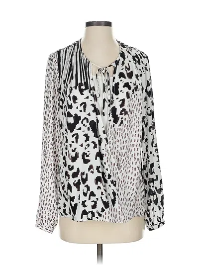 Pre-owned Cabi Long Sleeve Blouse In Silver