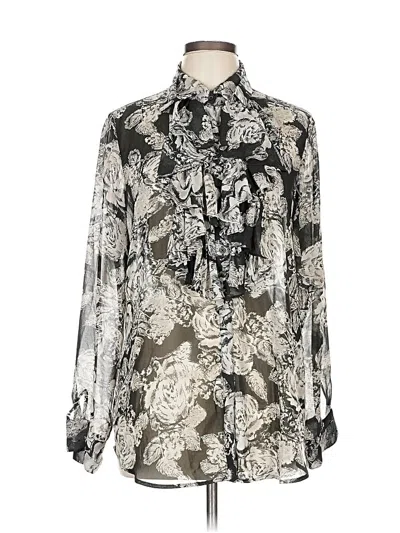 Pre-owned Cabi Long Sleeve Blouse In Silver