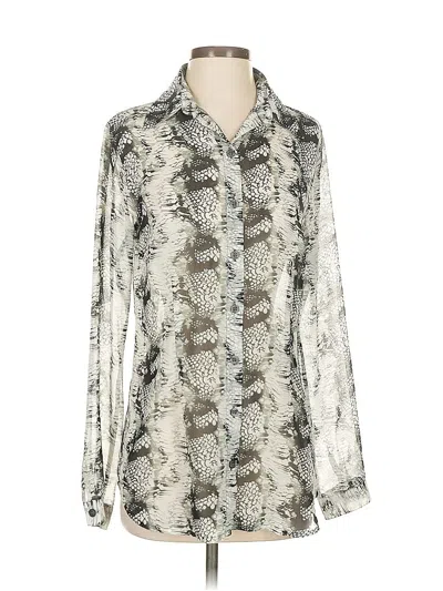 Pre-owned Cabi Long Sleeve Blouse In Silver