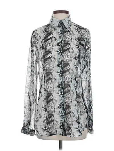 Pre-owned Cabi Long Sleeve Blouse In Silver