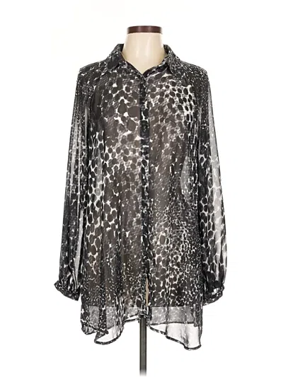 Pre-owned Cabi Long Sleeve Blouse In Silver