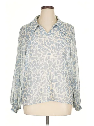 Pre-owned Cabi Long Sleeve Blouse In Silver