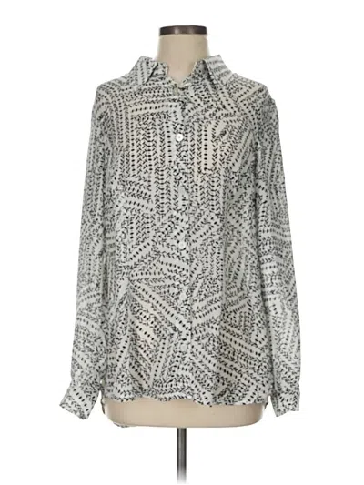 Pre-owned Cabi Long Sleeve Blouse In Silver
