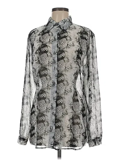Pre-owned Cabi Long Sleeve Blouse In Silver