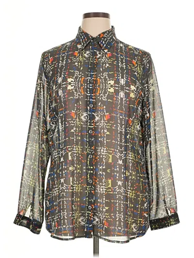 Pre-owned Cabi Long Sleeve Blouse In Silver