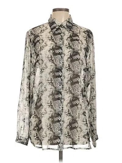 Pre-owned Cabi Long Sleeve Blouse In Silver