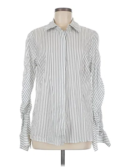 Pre-owned Cabi Long Sleeve Blouse In Silver