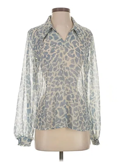 Pre-owned Cabi Long Sleeve Blouse In Silver