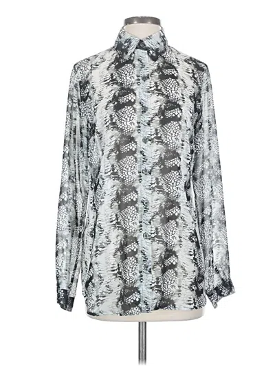 Pre-owned Cabi Long Sleeve Blouse In Silver