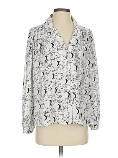 Pre-owned Cabi Long Sleeve Blouse In Silver