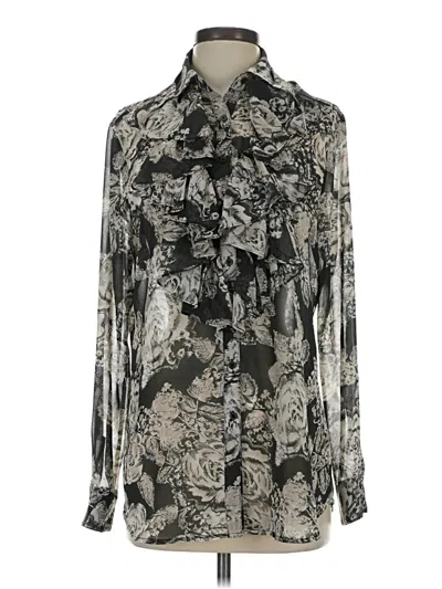 Pre-owned Cabi Long Sleeve Blouse In Silver