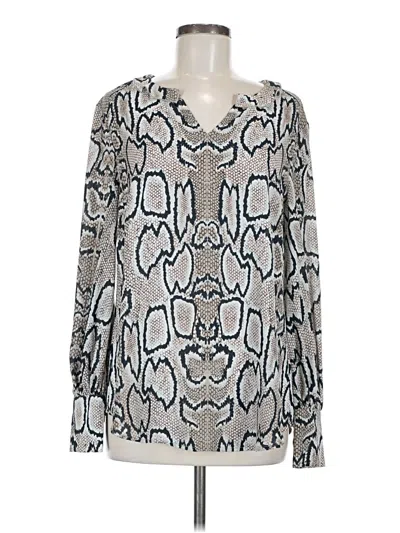 Pre-owned Cabi Long Sleeve Blouse In Silver