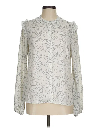 Pre-owned Cabi Long Sleeve Blouse In Silver