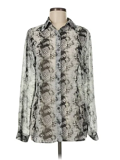 Pre-owned Cabi Long Sleeve Blouse In Silver
