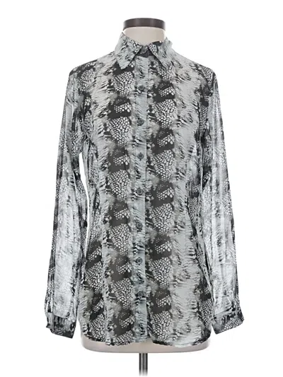 Pre-owned Cabi Long Sleeve Blouse In Silver