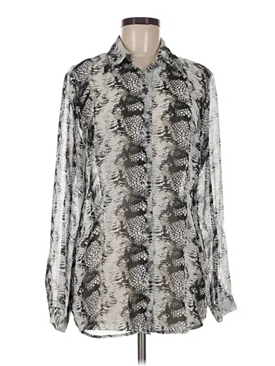 Pre-owned Cabi Long Sleeve Blouse In Silver