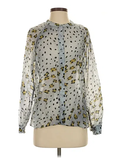 Pre-owned Cabi Long Sleeve Blouse In Silver