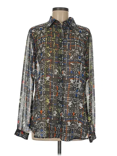 Pre-owned Cabi Long Sleeve Blouse In Silver