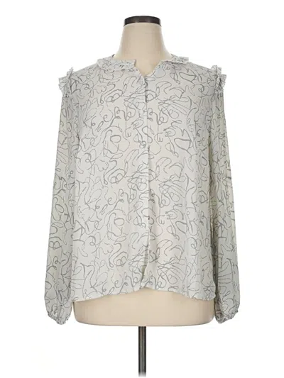 Pre-owned Cabi Long Sleeve Blouse In Silver