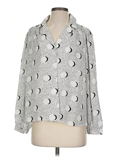 Pre-owned Cabi Long Sleeve Blouse In Silver
