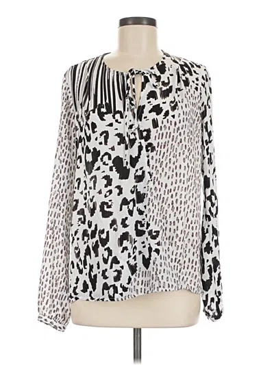 Pre-owned Cabi Long Sleeve Blouse In Silver