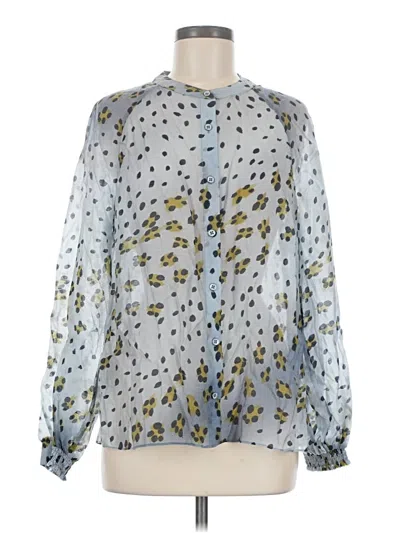 Pre-owned Cabi Long Sleeve Blouse In Silver