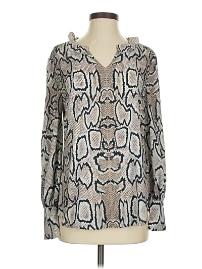 Pre-owned Cabi Long Sleeve Blouse In Tan