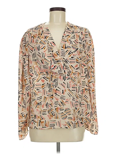 Pre-owned Cabi Long Sleeve Blouse In Tan