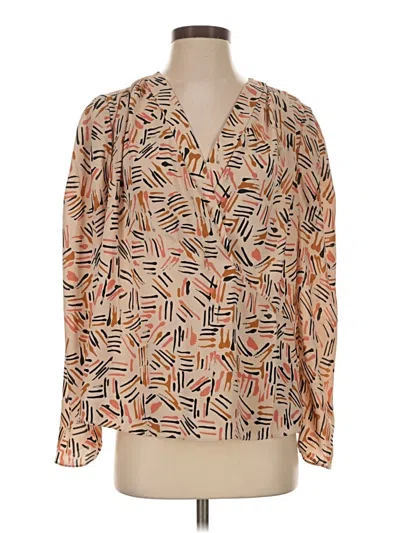 Pre-owned Cabi Long Sleeve Blouse In Tan