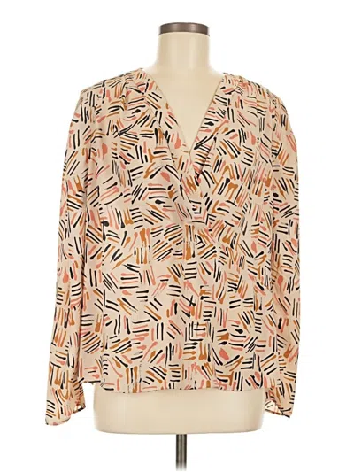 Pre-owned Cabi Long Sleeve Blouse In Tan