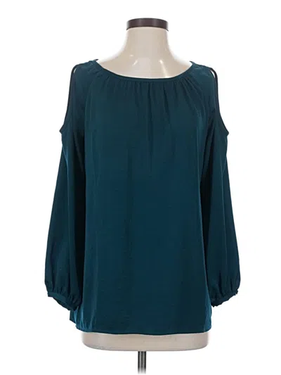 Pre-owned Cabi Long Sleeve Blouse In Teal