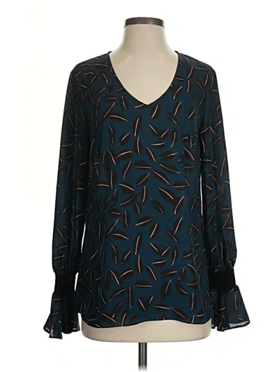 Pre-owned Cabi Long Sleeve Blouse In Teal