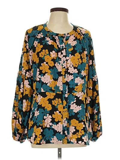 Pre-owned Cabi Long Sleeve Blouse In Teal