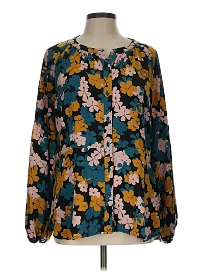 Pre-owned Cabi Long Sleeve Blouse In Teal