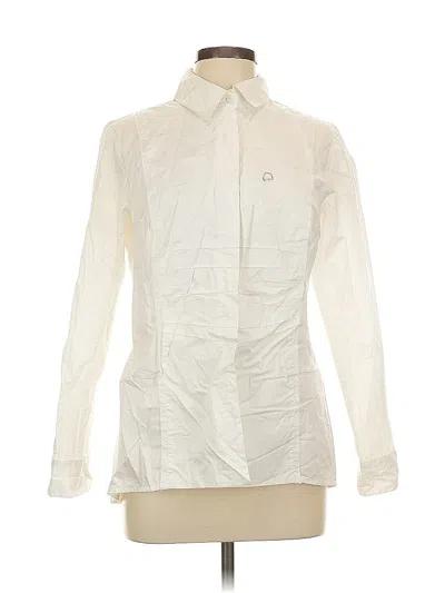 Pre-owned Cabi Long Sleeve Blouse In White