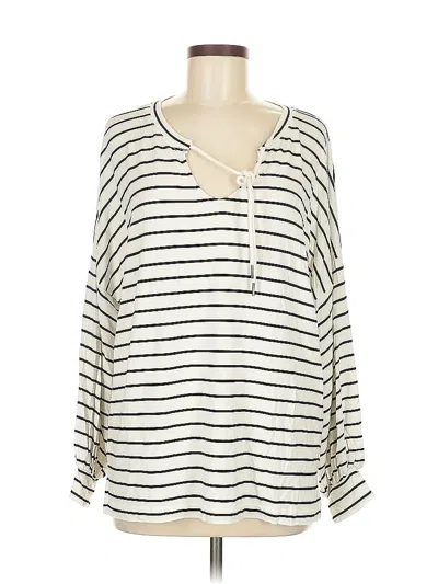 Pre-owned Cabi Long Sleeve Blouse In White