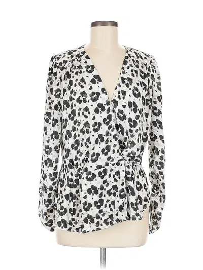 Pre-owned Cabi Long Sleeve Blouse In White